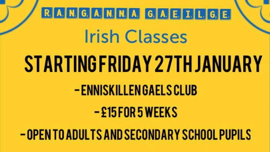 Irish Language Classes begin on 27th January