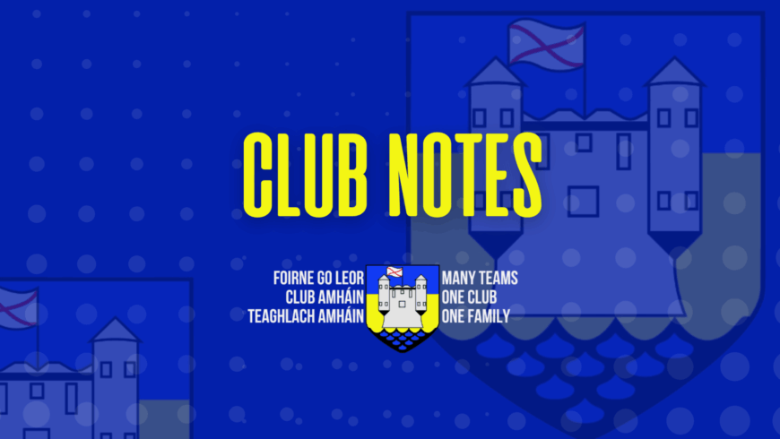 Club Notes 6th April 2026
